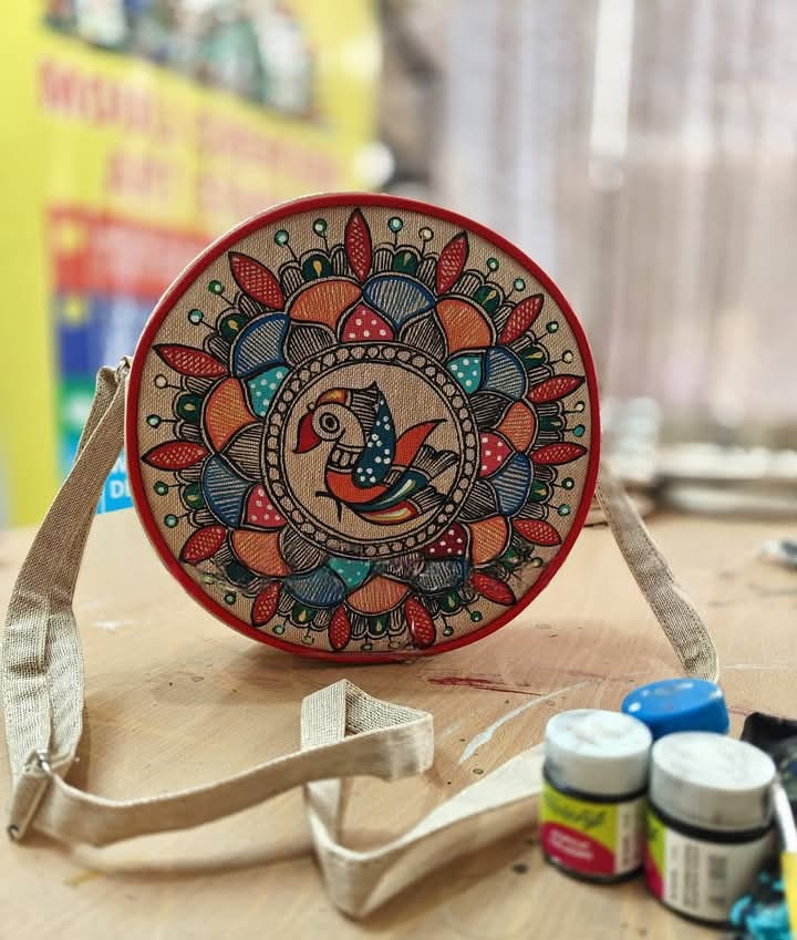 Madhubani Painting Round Sling Bags
